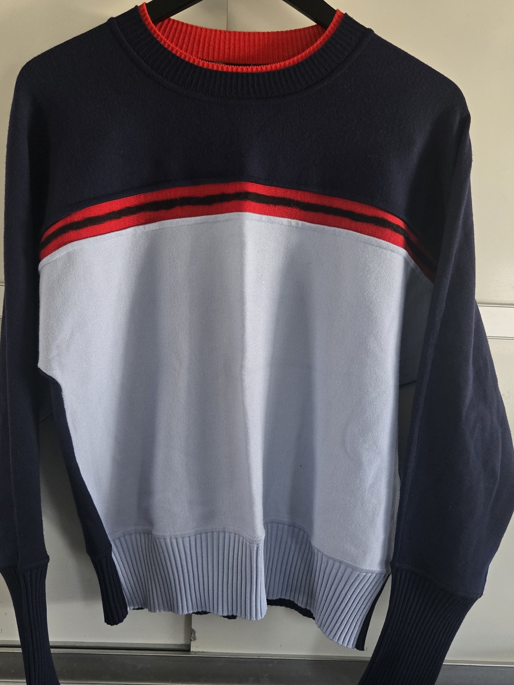 Sportmax Max Mara Women's Red/Blue Jumper  Cotton Blend Sweater